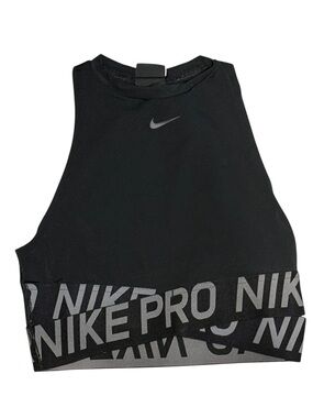 Nike Pro Black High Neck Sports Bra Crop Top Size Small